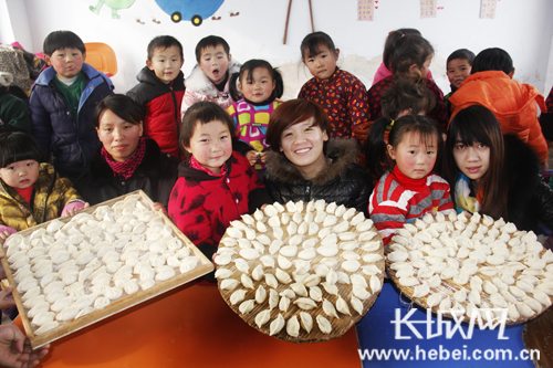 邯郸广平:单庄幼儿园的小朋友包饺子 迎冬至
