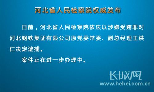 河北省人民检察院依法对王洪仁决定逮捕。