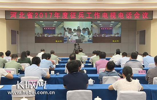河北省2017年度征兵工作电视电话会议现场