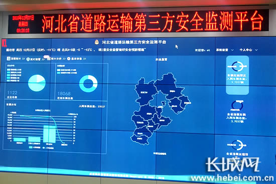 河北省道路运输第三方安全监测平台实时监控数据。长城网 郭洪杰 摄