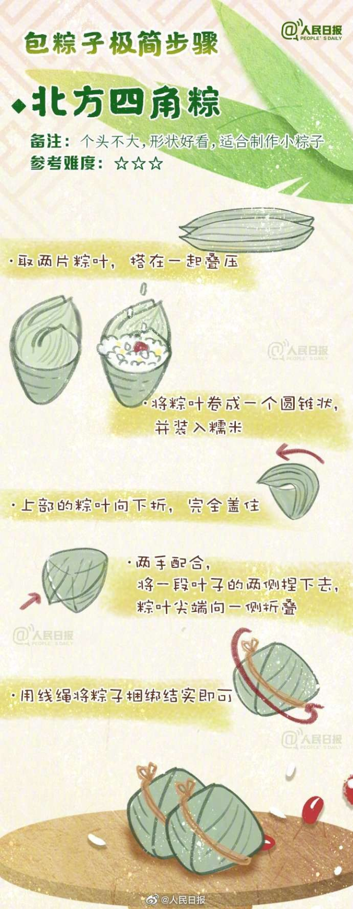 下周端午，手绘包粽子极简步骤