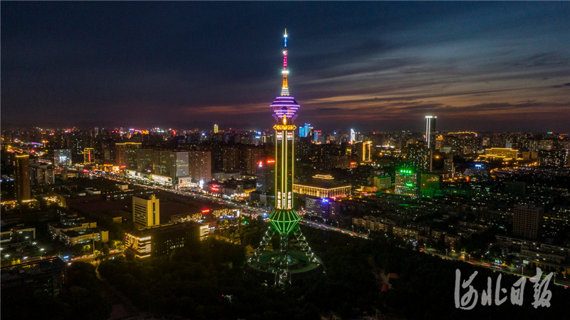 石家庄电视塔夜景图片图片