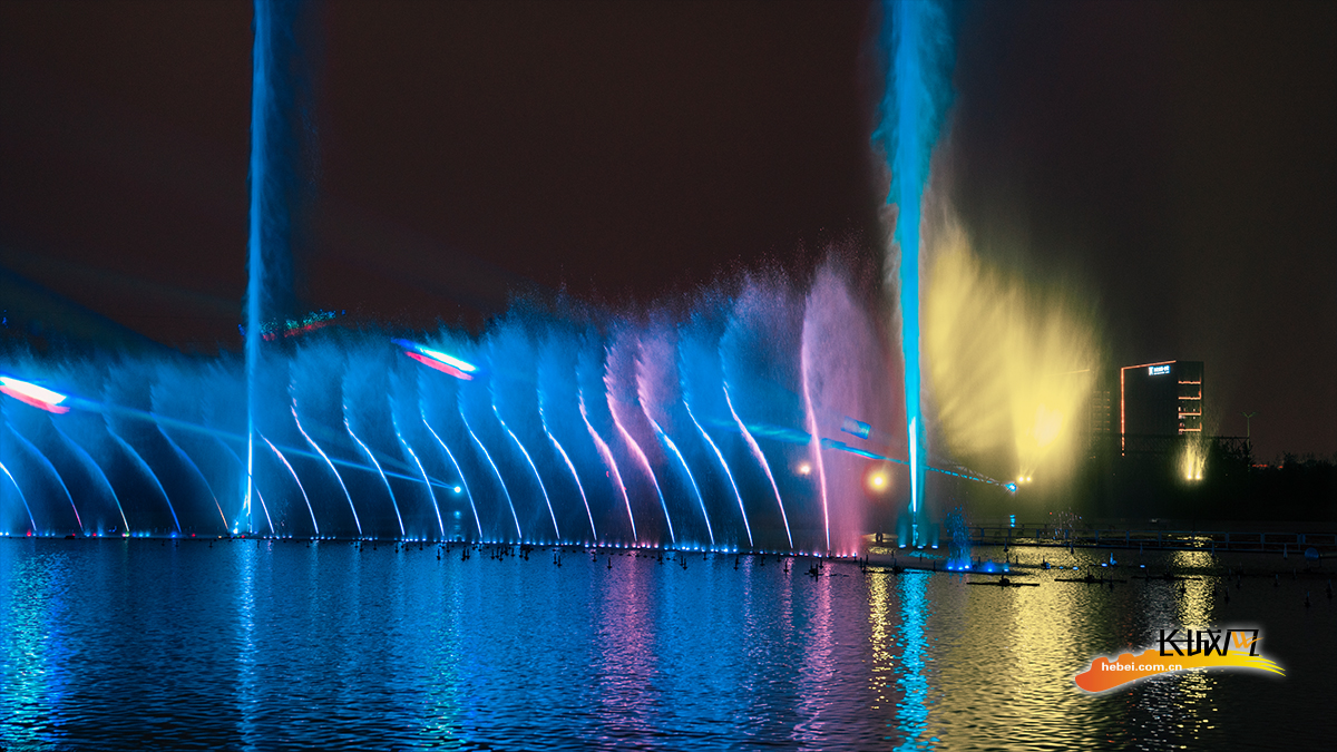 正定滹沱河音乐喷泉图片